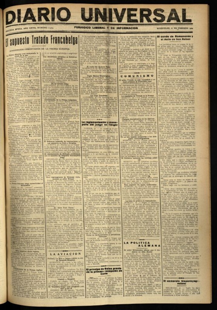 Miniatura de Diario Universal del 27 de febrero de 1929
