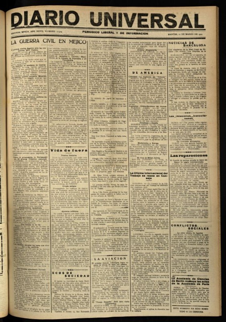 Miniatura de Diario Universal del 12 de marzo de 1929