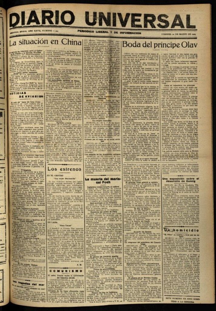 Miniatura de Diario Universal del 22 de marzo de 1929