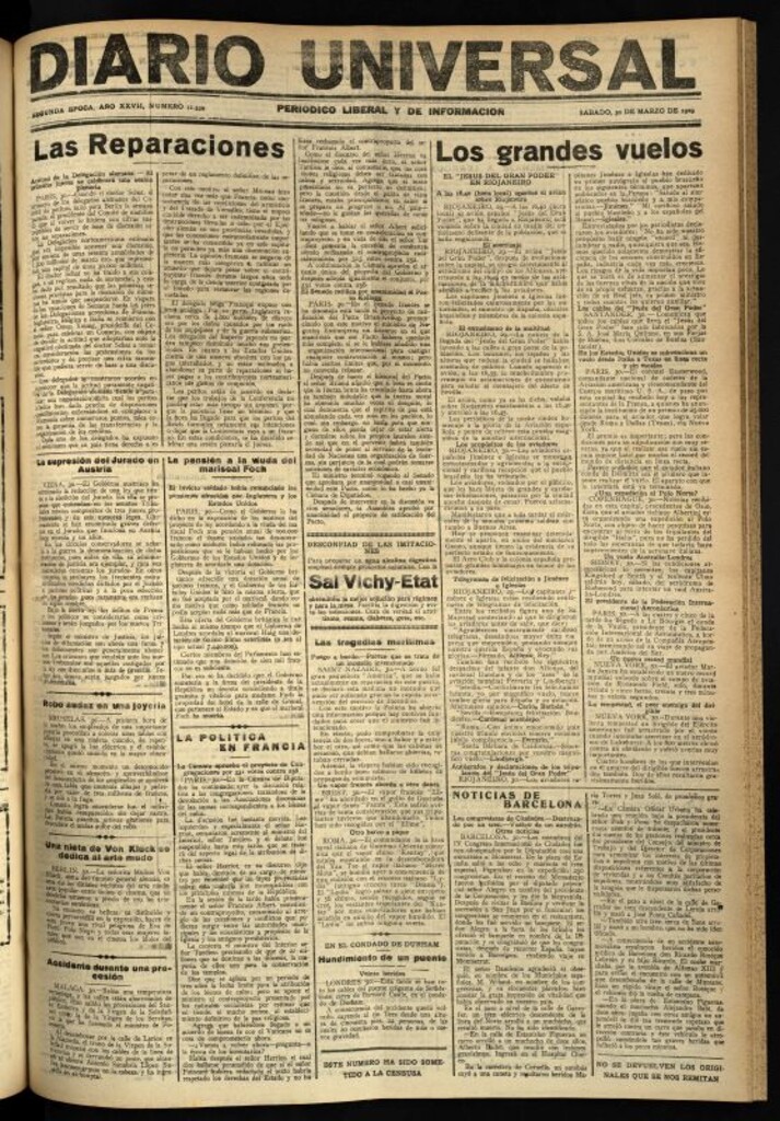 Miniatura de Diario Universal del 29 de marzo de 1929