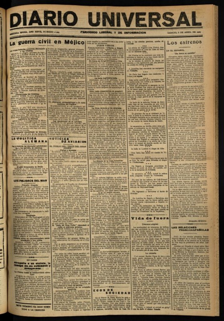 Miniatura de Diario Universal del 6 de abril de 1929