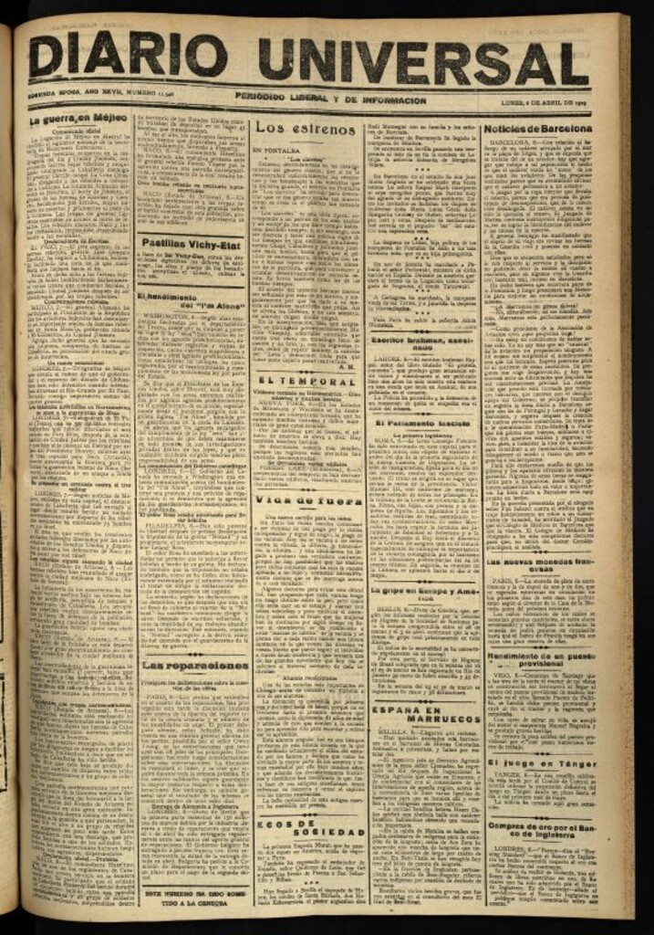Miniatura de Diario Universal del 8 de abril de 1929