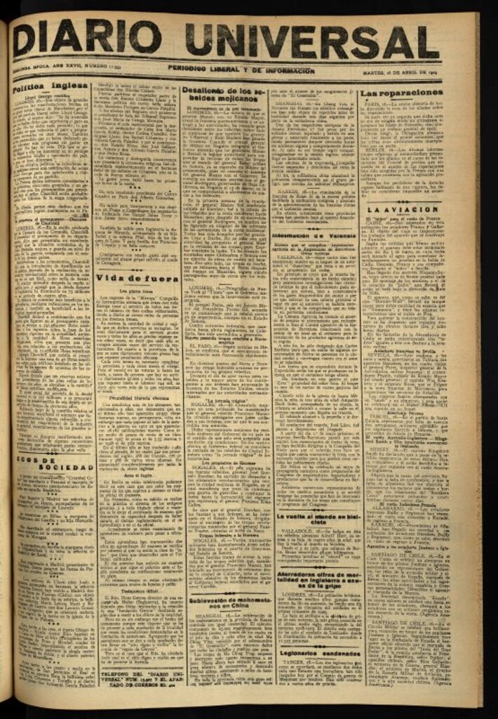 Miniatura de Diario Universal del 16 de abril de 1929