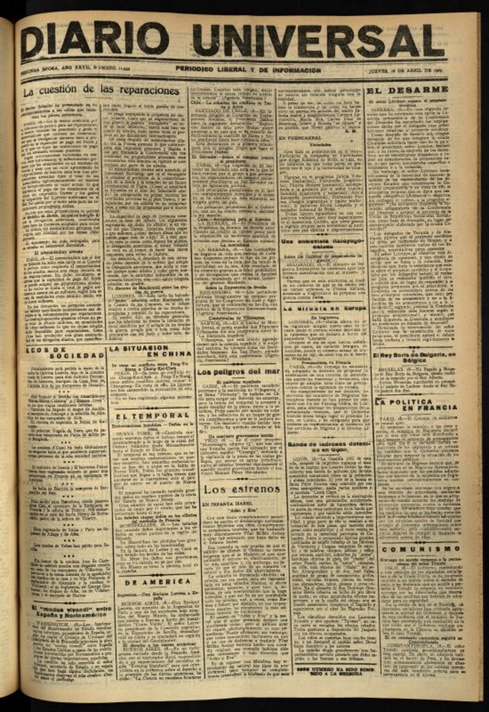 Miniatura de Diario Universal del 18 de abril de 1929
