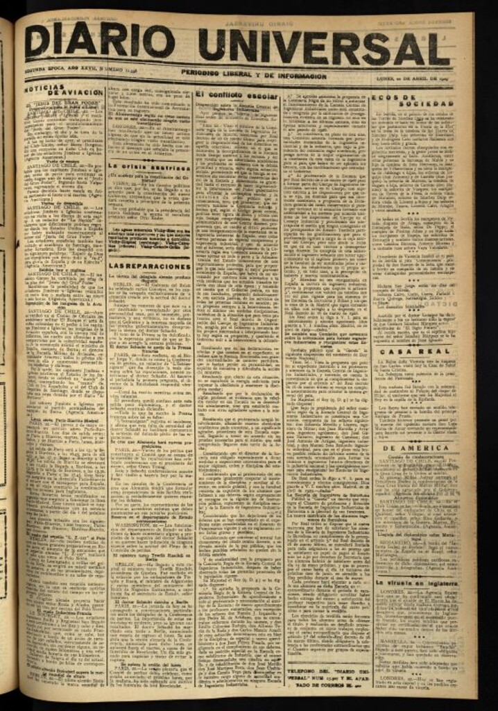 Miniatura de Diario Universal del 22 de abril de 1929