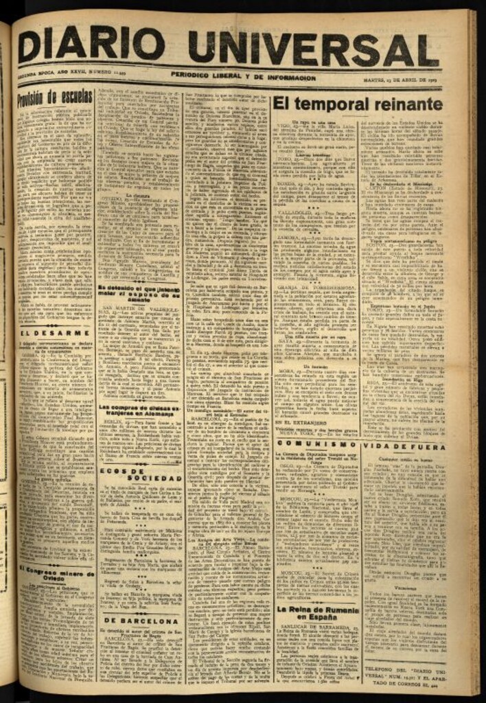 Miniatura de Diario Universal del 23 de abril de 1929