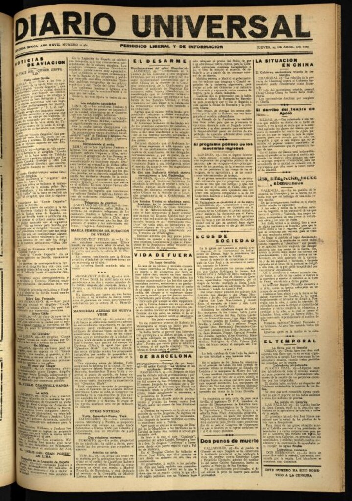 Miniatura de Diario Universal del 25 de abril de 1929