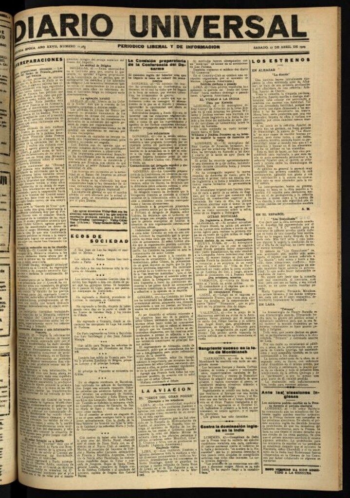 Miniatura de Diario Universal del 27 de abril de 1929
