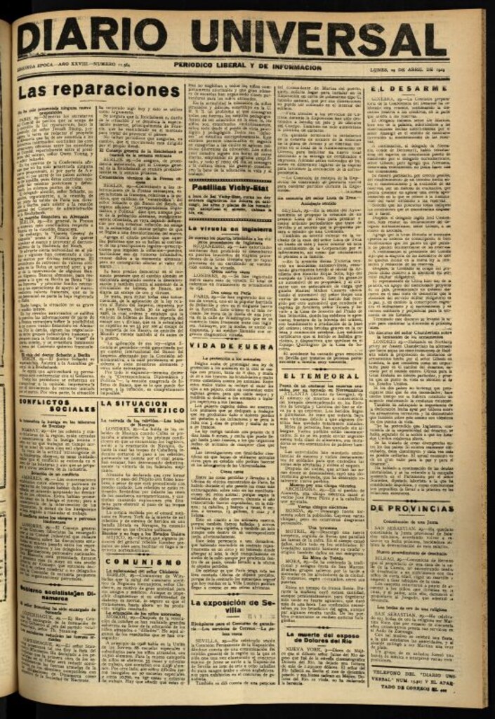 Miniatura de Diario Universal del 29 de abril de 1929