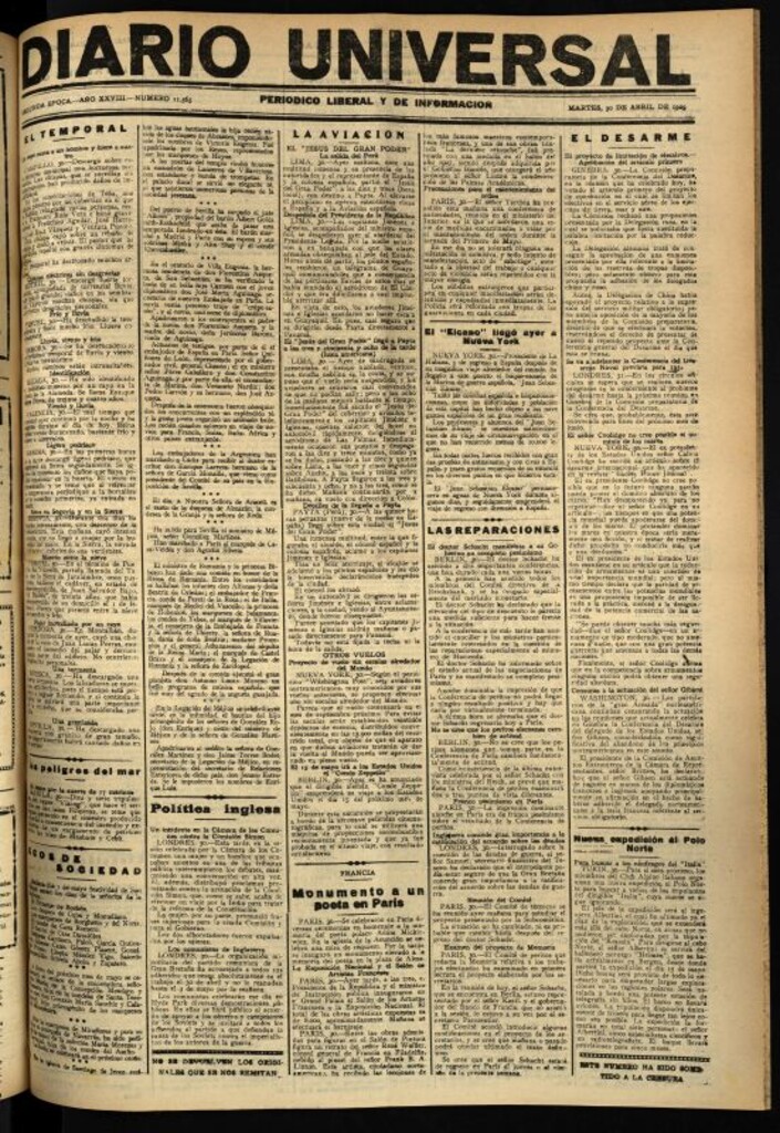 Miniatura de Diario Universal del 30 de abril de 1929