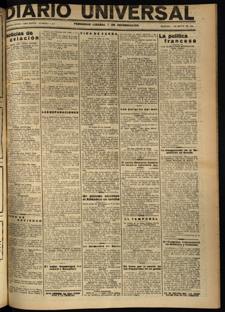 Miniatura de Diario Universal del 7 de mayo de 1929