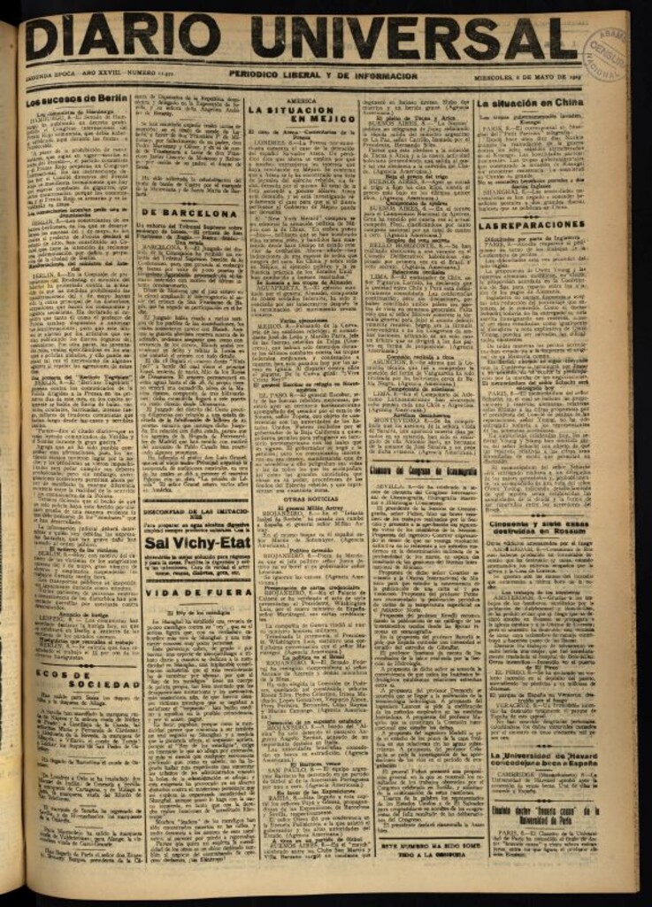 Miniatura de Diario Universal del 8 de mayo de 1929
