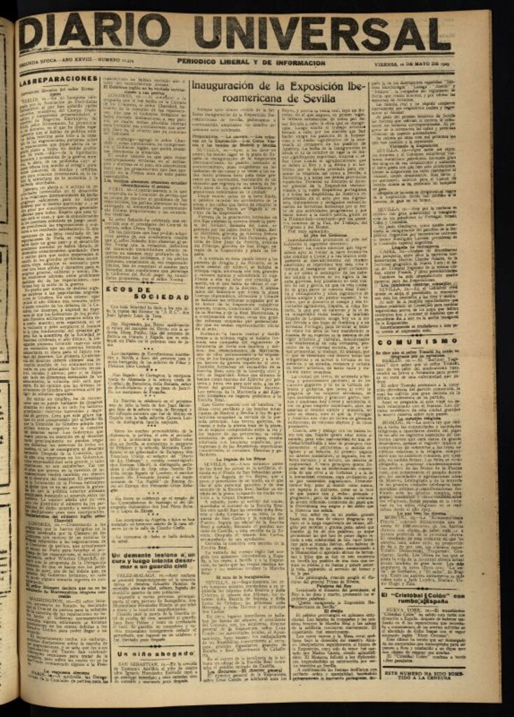 Miniatura de Diario Universal del 10 de mayo de 1929