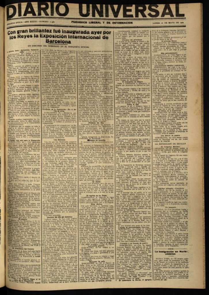 Miniatura de Diario Universal del 20 de mayo de 1929