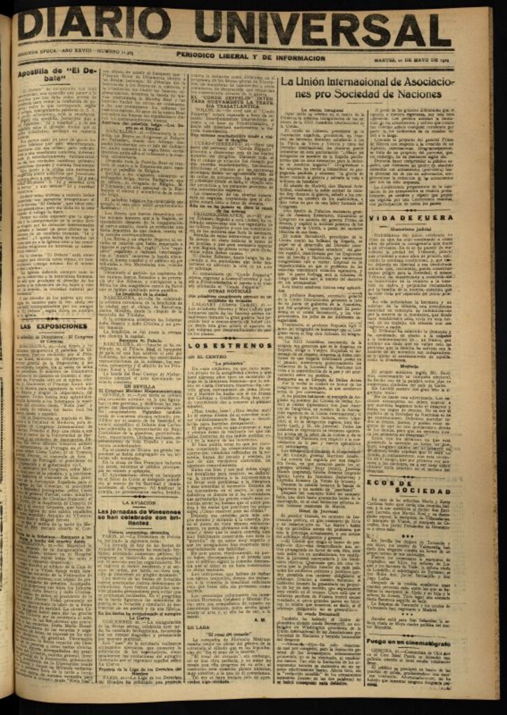 Miniatura de Diario Universal del 21 de mayo de 1929