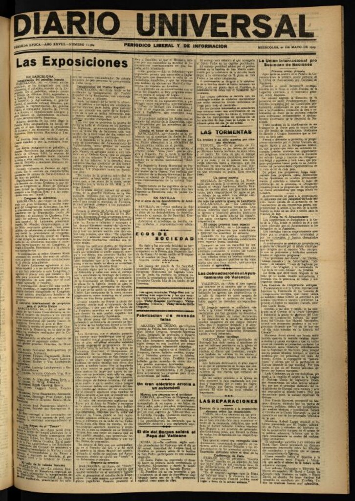 Miniatura de Diario Universal del 22 de mayo de 1929