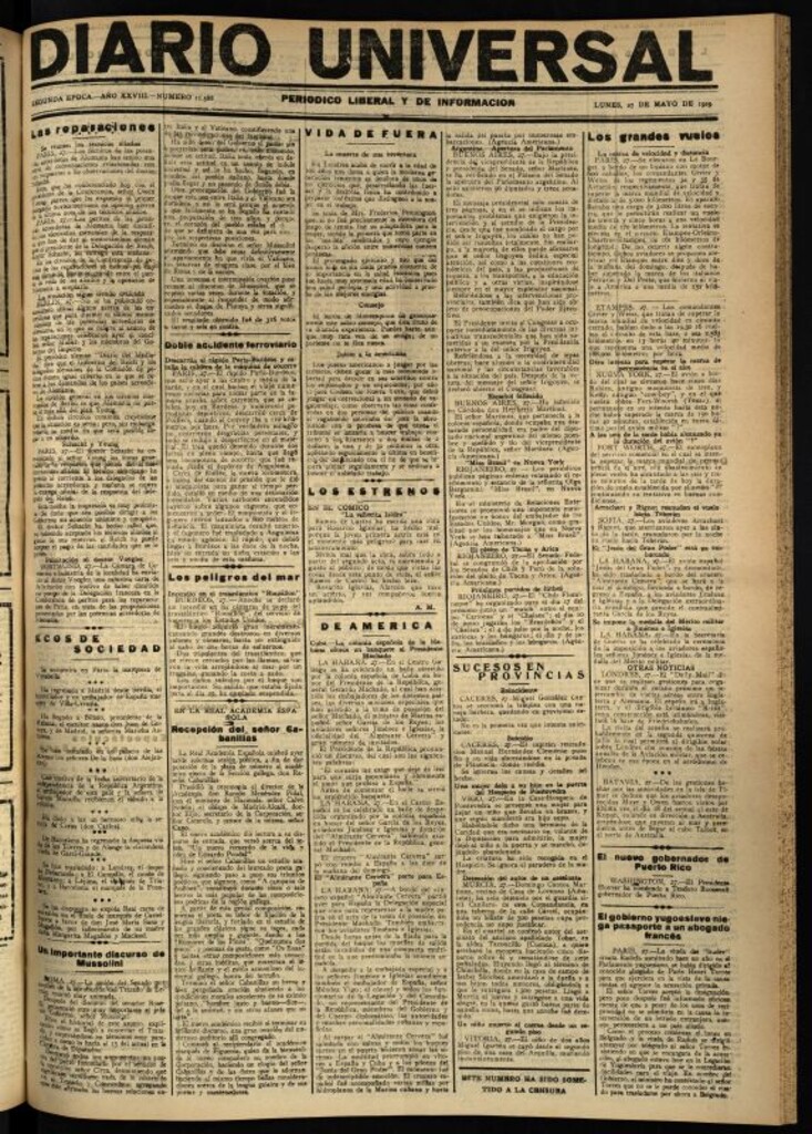 Miniatura de Diario Universal del 27 de mayo de 1929