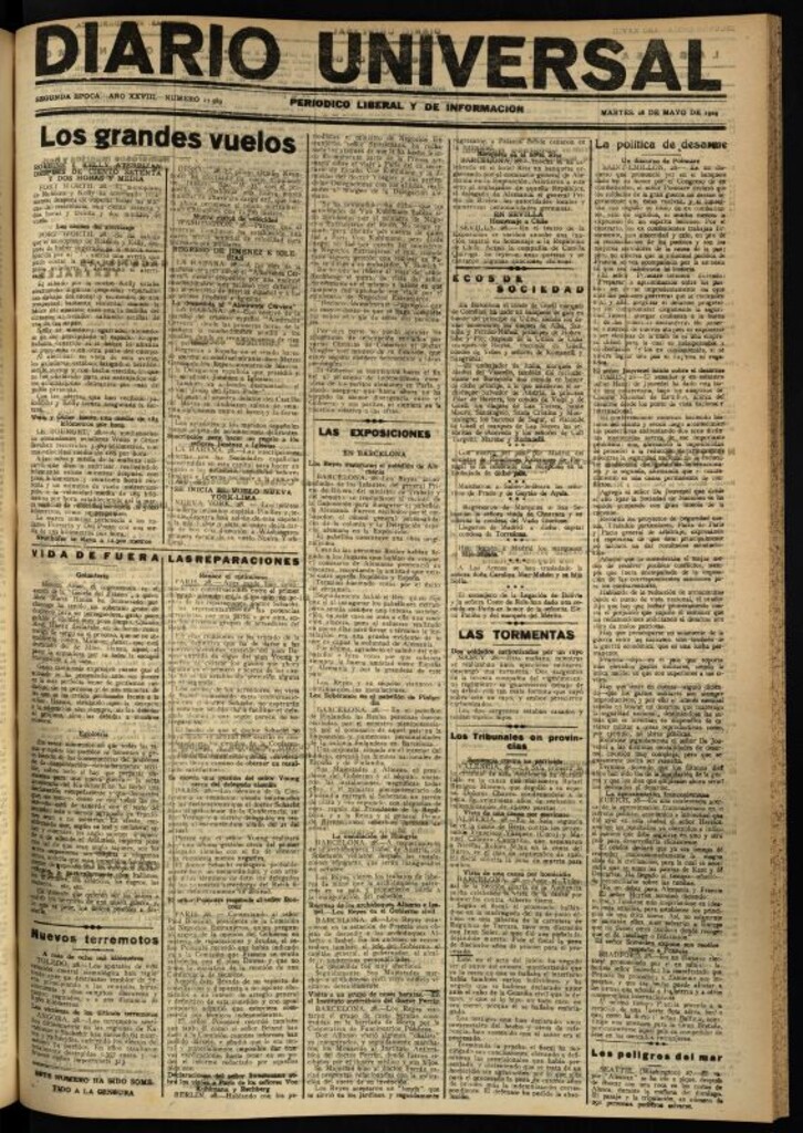Miniatura de Diario Universal del 28 de mayo de 1929