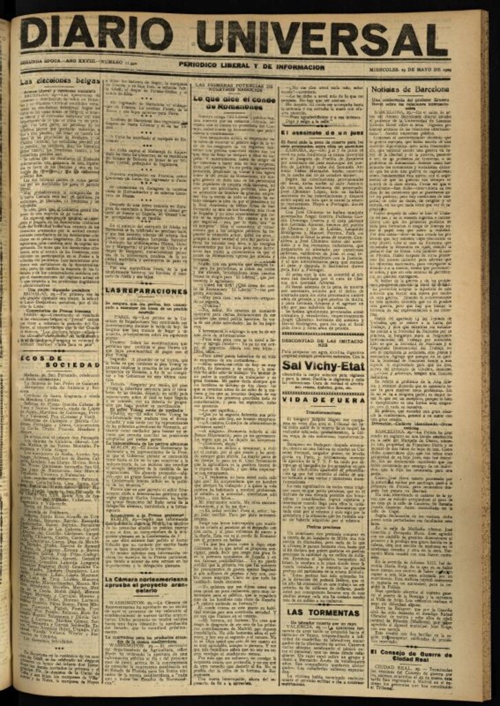 Miniatura de Diario Universal del 29 de mayo de 1929
