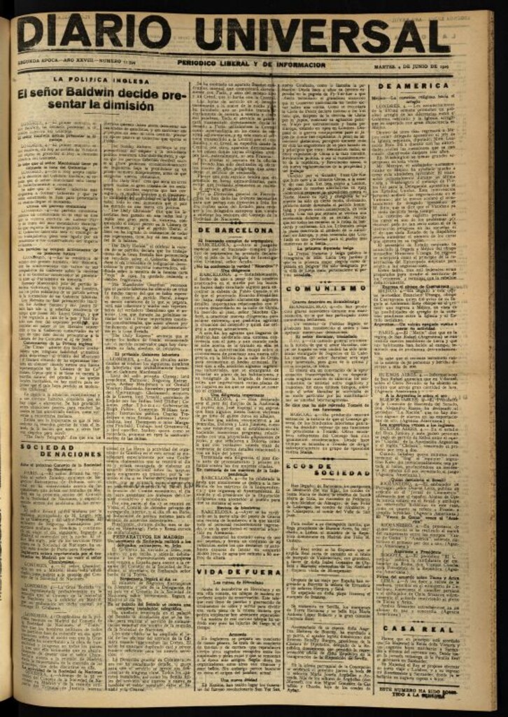 Miniatura de Diario Universal del 4 de junio de 1929