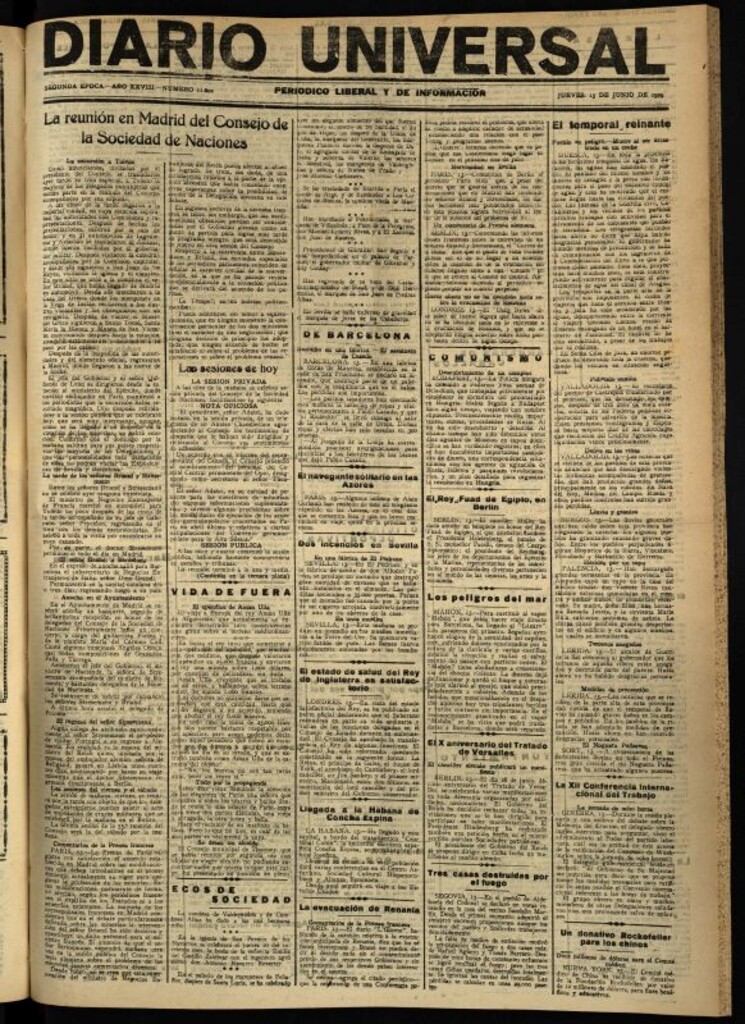 Miniatura de Diario Universal del 13 de junio de 1929