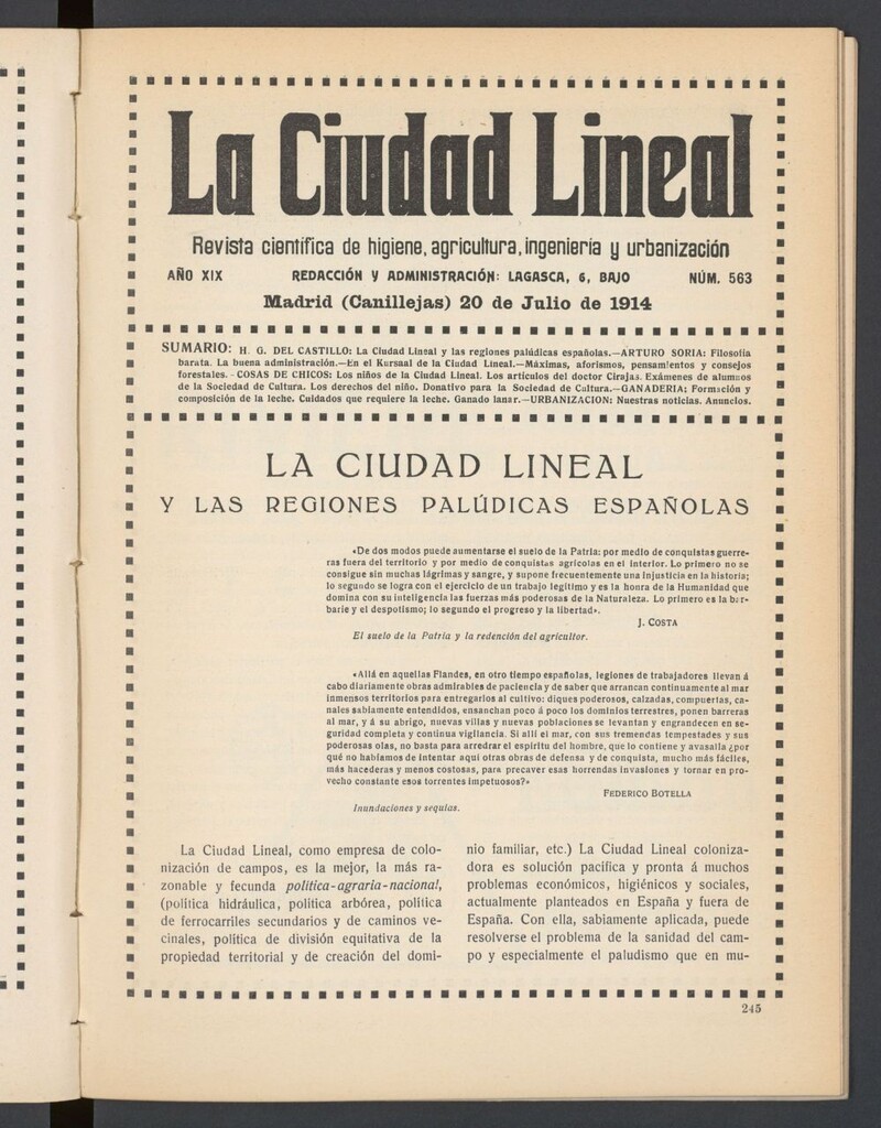 Miniatura de La Ciudad Lineal : órgano oficial de la Compañía Madrileña de Urbanización del 20 de julio de 1914