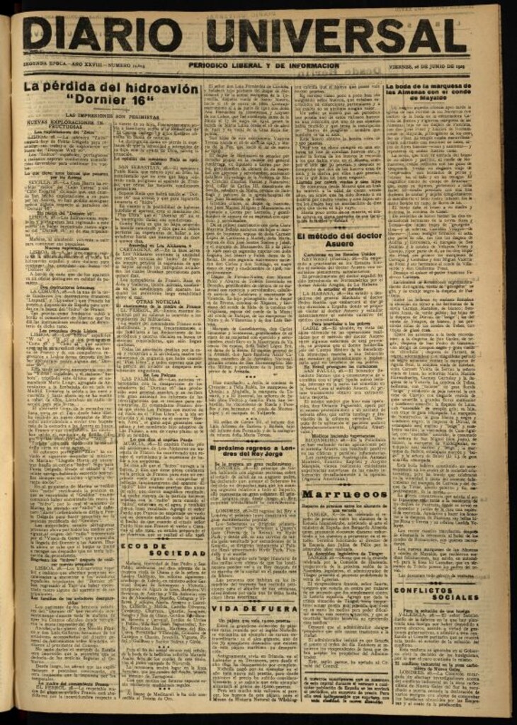 Miniatura de Diario Universal del 28 de junio de 1929