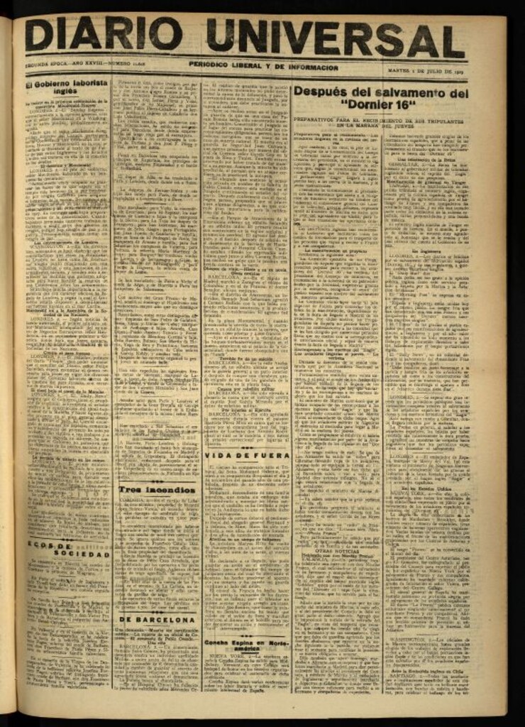 Miniatura de Diario Universal del 2 de julio de 1929