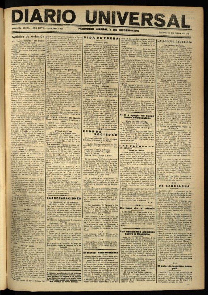 Miniatura de Diario Universal del 11 de julio de 1929