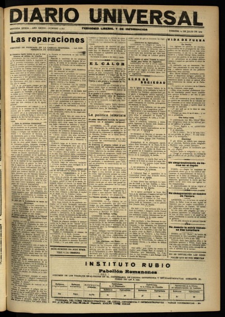 Miniatura de Diario Universal del 12 de julio de 1929