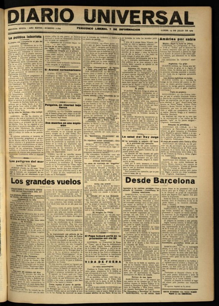 Miniatura de Diario Universal del 15 de julio de 1929