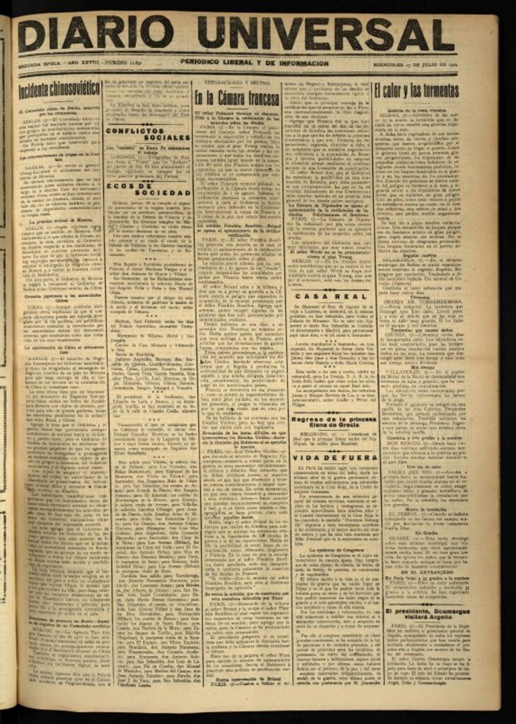 Miniatura de Diario Universal del 17 de julio de 1929