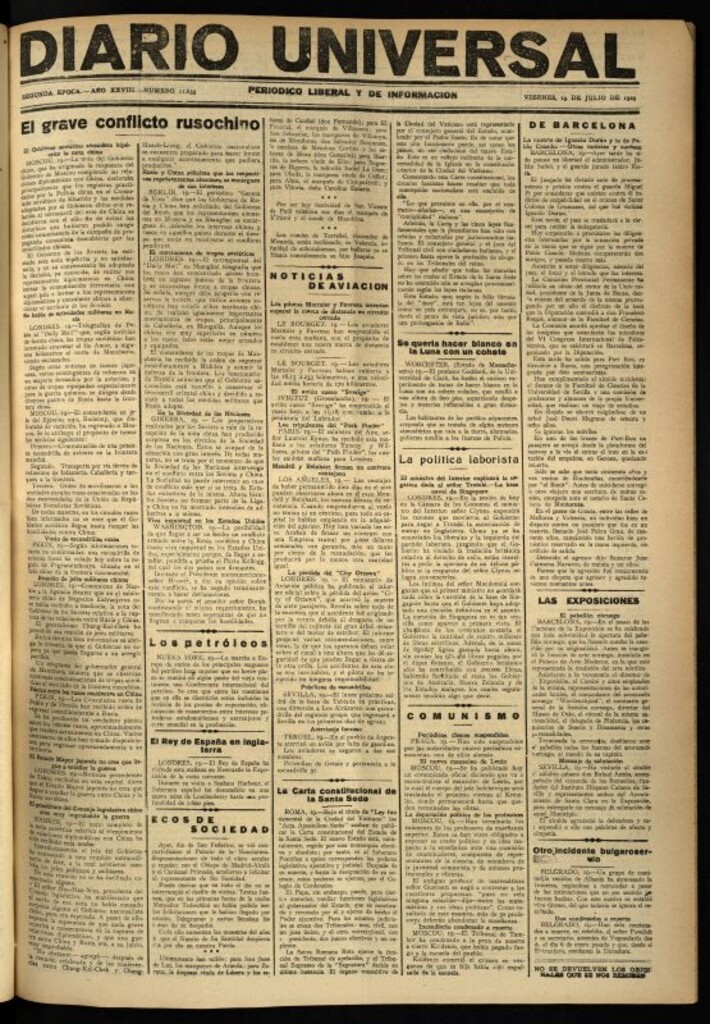 Miniatura de Diario Universal del 19 de julio de 1929