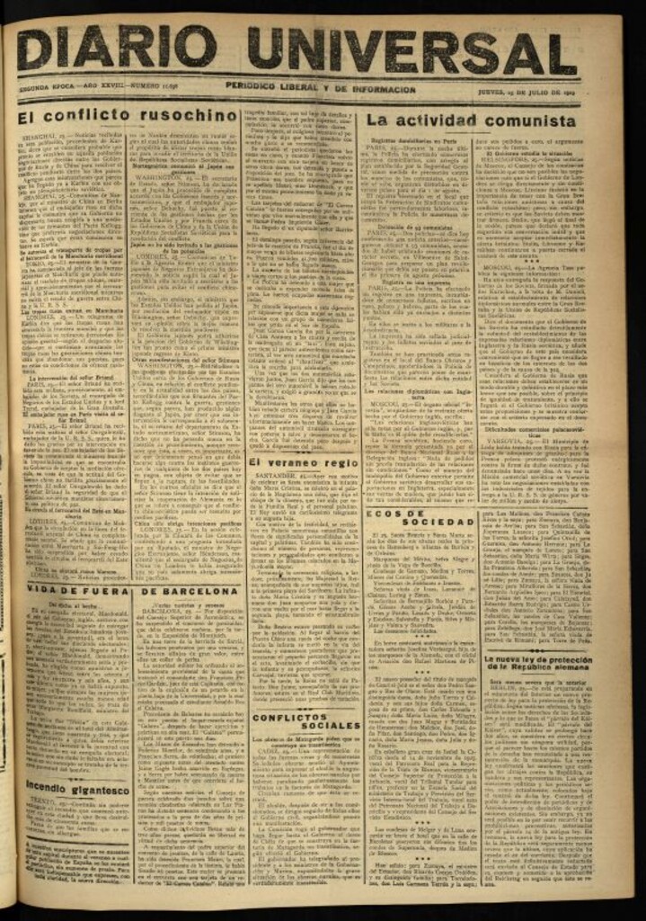Miniatura de Diario Universal del 25 de julio de 1929