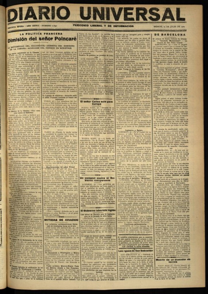 Miniatura de Diario Universal del 27 de julio de 1929