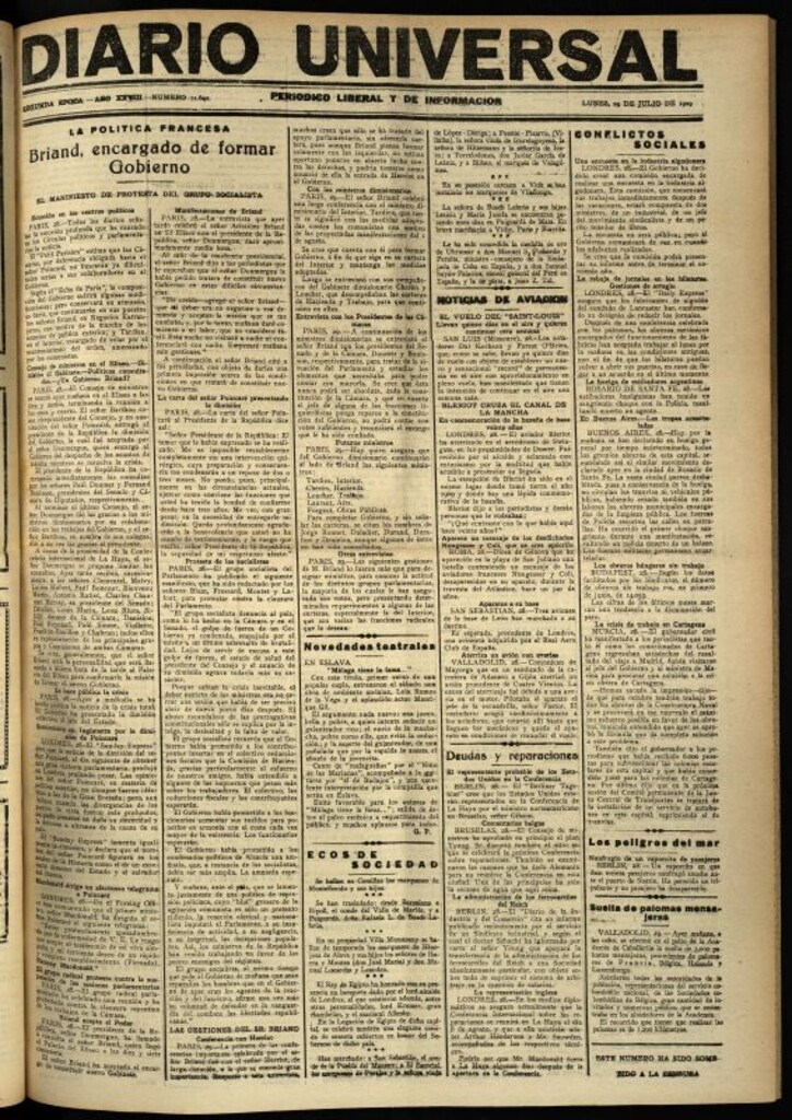 Miniatura de Diario Universal del 29 de julio de 1929