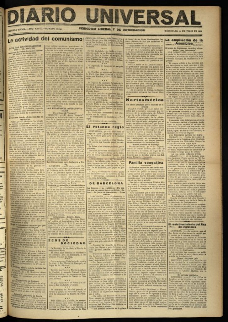 Miniatura de Diario Universal del 31 de julio de 1929