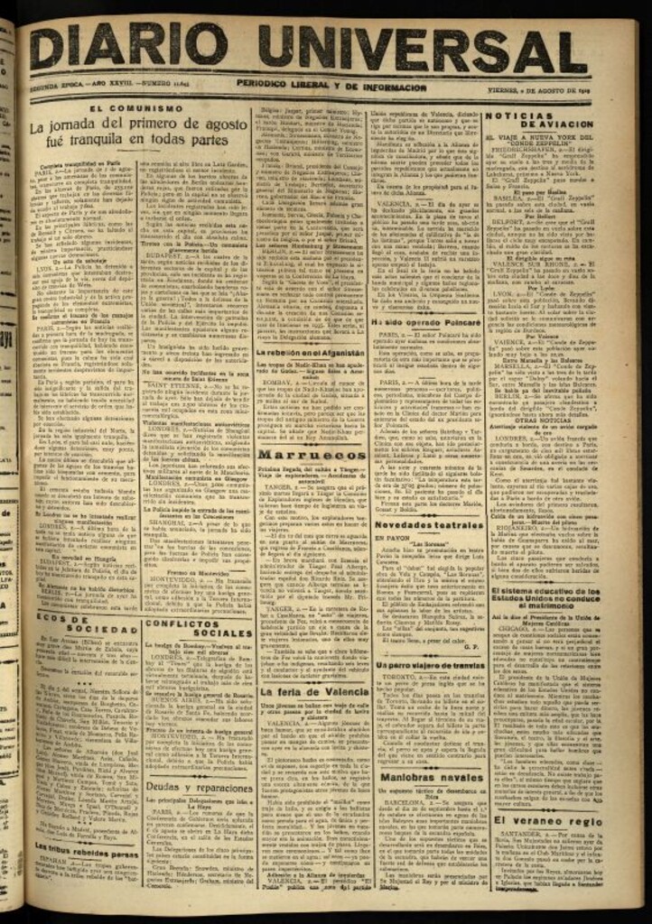 Miniatura de Diario Universal del 2 de agosto de 1929