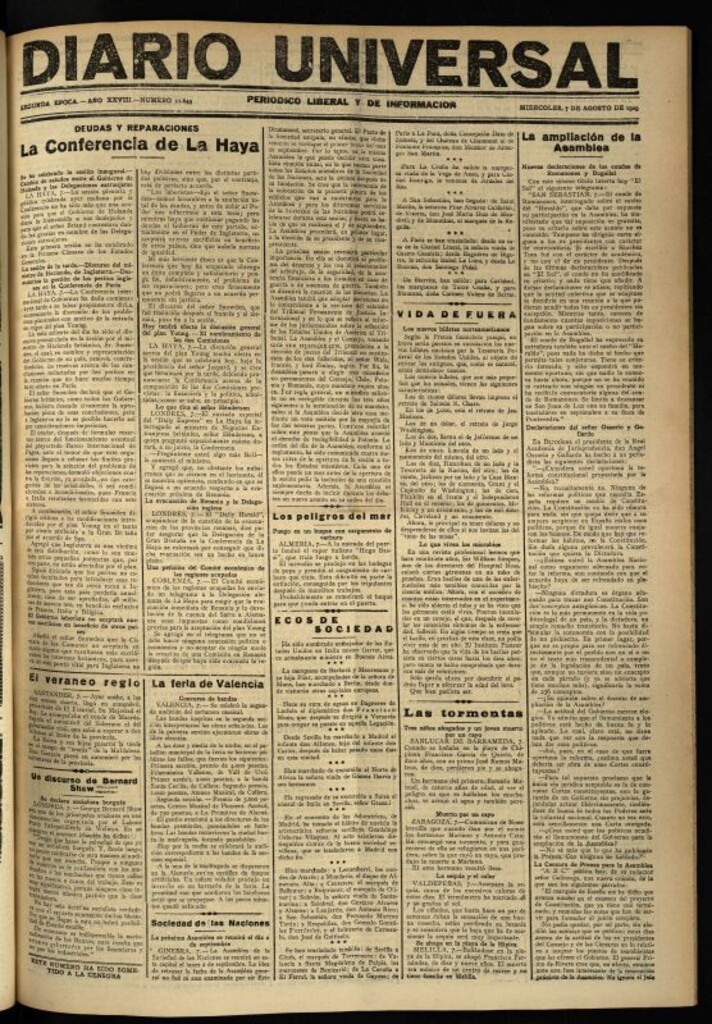 Miniatura de Diario Universal del 7 de agosto de 1929