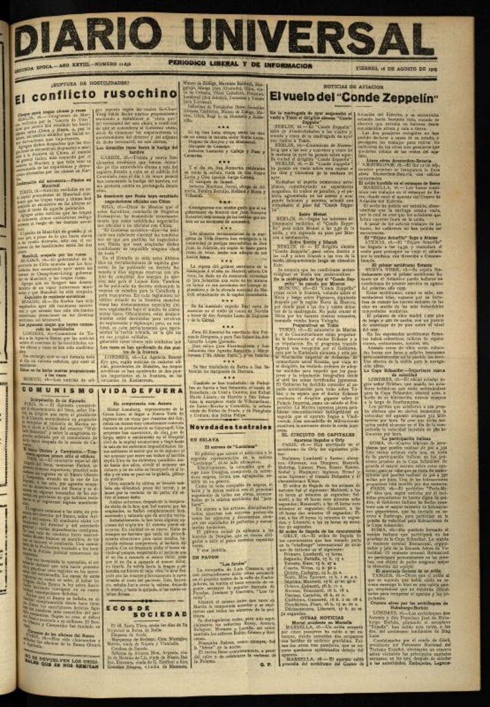 Miniatura de Diario Universal del 16 de agosto de 1929