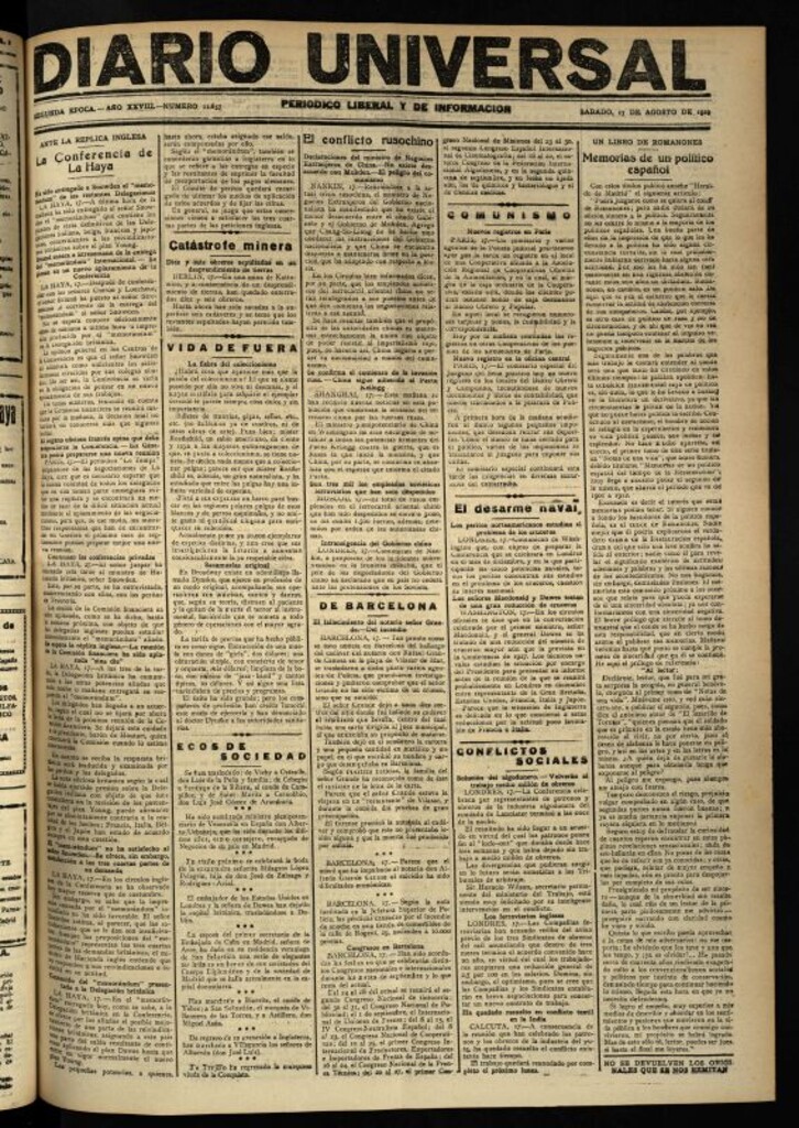 Miniatura de Diario Universal del 17 de agosto de 1929