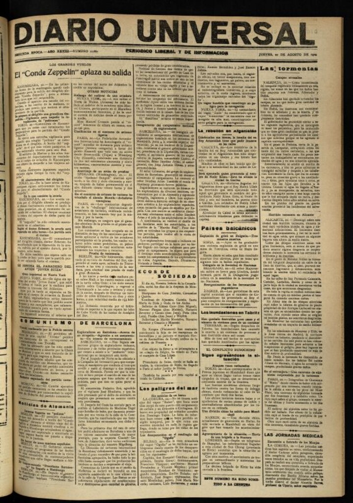 Miniatura de Diario Universal del 22 de agosto de 1929