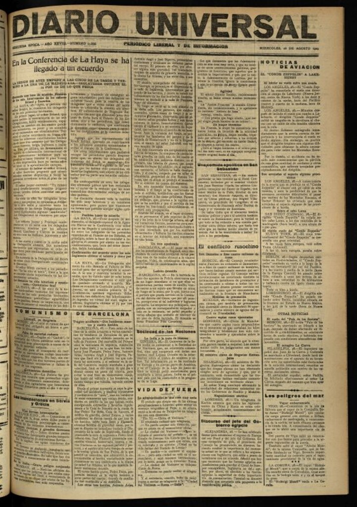 Miniatura de Diario Universal del 28 de agosto de 1929