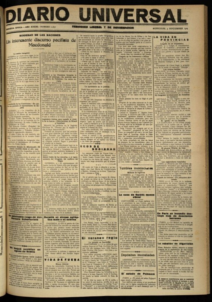 Miniatura de Diario Universal del 4 de septiembre de 1929