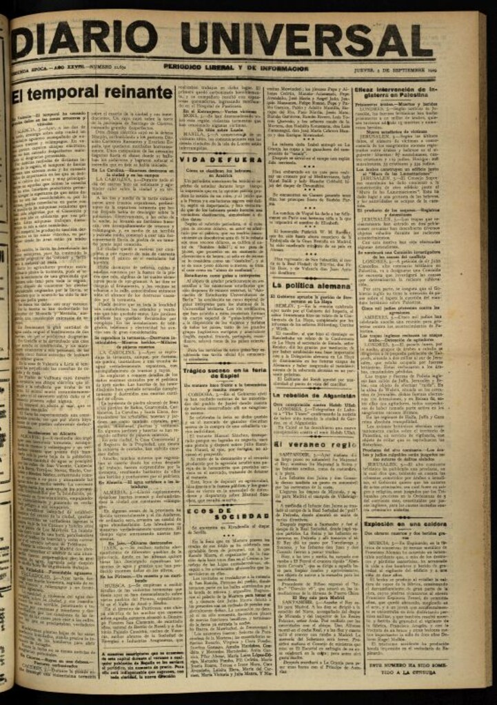 Miniatura de Diario Universal del 5 de septiembre de 1929