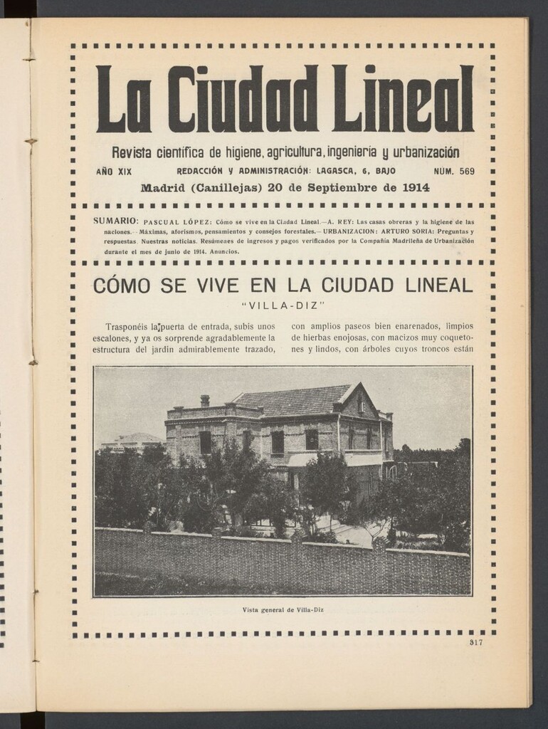Miniatura de La Ciudad Lineal : órgano oficial de la Compañía Madrileña de Urbanización del 20 de septiembre de 1914