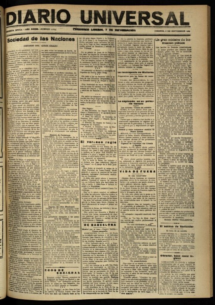 Miniatura de Diario Universal del 6 de septiembre de 1929