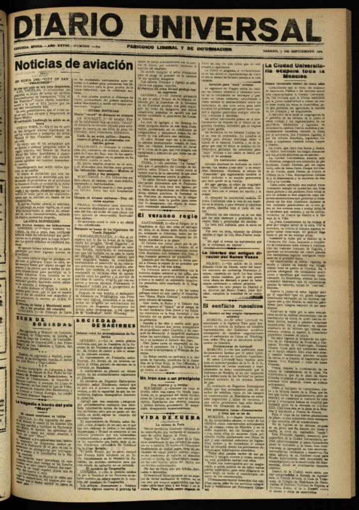 Miniatura de Diario Universal del 7 de septiembre de 1929