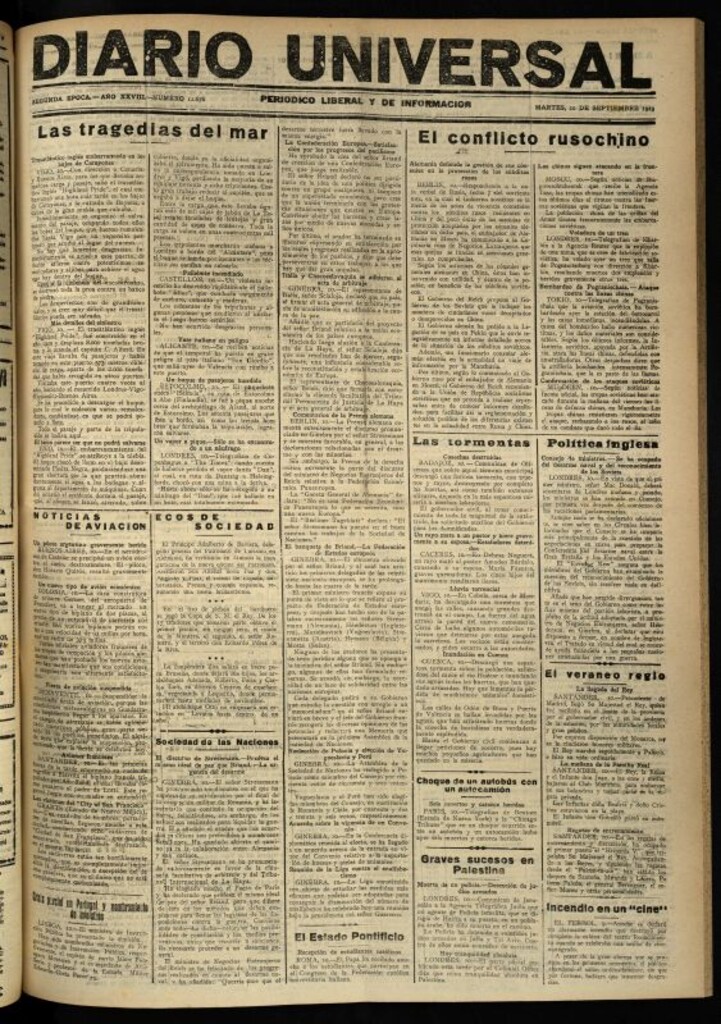 Miniatura de Diario Universal del 10 de septiembre de 1929