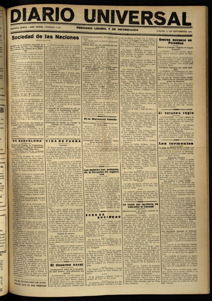 Miniatura de Diario Universal del 12 de septiembre de 1929
